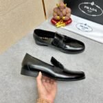 Prada Brushed Leather Loafers Triangle Black 2Db180 P39 F0002 F G001 - Image 6