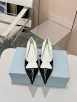 Prada Two Tone Toe Kitten Heels In Black And White - Image 6
