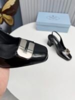 Prada Leather Slingback Pumps Black - Image 5