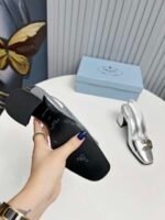 Prada Leather Slingback Pumps Silver - Image 2