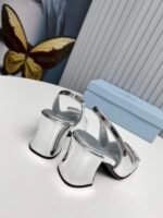 Prada Leather Slingback Pumps Silver - Image 3