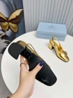 Prada Leather Slingback Pumps Gold - Image 2