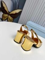Prada Leather Slingback Pumps Gold - Image 3