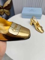 Prada Leather Slingback Pumps Gold - Image 7
