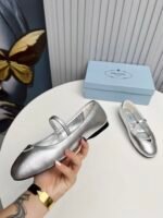 Prada Soft Padded Nappa Leather Ballerinas Silver - Image 4