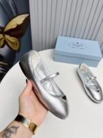 Prada Soft Padded Nappa Leather Ballerinas Silver - Image 5