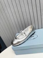 Prada Soft Padded Nappa Leather Ballerinas Silver - Image 6