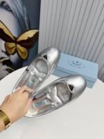 Prada Soft Padded Nappa Leather Ballerinas Silver - Image 7