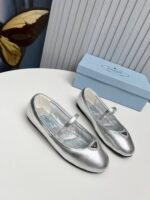 Prada Soft Padded Nappa Leather Ballerinas Silver - Image 10