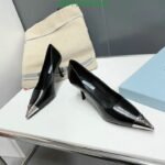 Prada Brushed Leather Pumps Black - Image 5