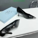 Prada Brushed Leather Pumps Black - Image 9