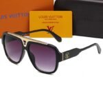 Louis Vuitton Black With Gold Metal Sunglasses - Image 2