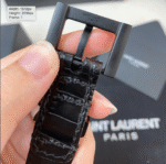 Saint Laurent Croc Embossed Leather Belt Black 26267332 - Image 2