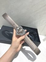 Saint Laurent Heart Thin Belt In Silver And Black 640578Dsf0J1000 - Image 2