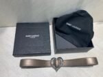 Saint Laurent Heart Thin Belt In Silver And Black 640578Dsf0J1000 - Image 3