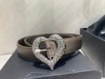 Saint Laurent Heart Thin Belt In Silver And Black 640578Dsf0J1000 - Image 4