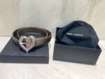 Saint Laurent Heart Thin Belt In Silver And Black 640578Dsf0J1000 - Image 7