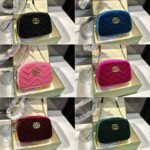 Gucci Small Gg Marmont Camera Bag Velvet Wine Red 23Cm - Image 3