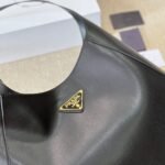 Prada Large Shoulder Bag With Topstitching Black 40Cm 1Bc181 2Aix F0002 V Ooo - Image 6