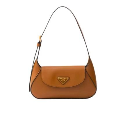 Prada Triangle Logo Shoulder Bag Caramel 24Cm