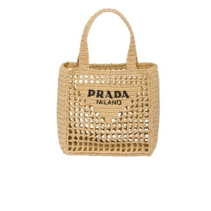 Prada Raffia Grass Small Crochet Tote Bag Natural 22Cm 1Bg444 2A2T F0018 V Ooo