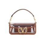 Valentino Garavani Locò Pvc And Leather Shoulder Bag Brown 24Cm