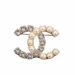 Chanel Cocomark Brooch Double C With Diamond And Pearl Ab4734