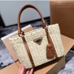 Prada Two Tone Woven Tote Bag In Multi Natural 28Cm 1Bg336Vzoo2Djd - Image 2