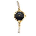 Gucci Ladies Watch Round Case With Slim Dial Gold In Black 22Mm