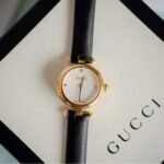 Gucci Diamantissima Steel Watch With Black Leather Strap 27Mm Ya141505 - Image 2