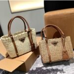 Prada Two Tone Woven Tote Bag In Multi Natural 28Cm 1Bg336Vzoo2Djd - Image 3