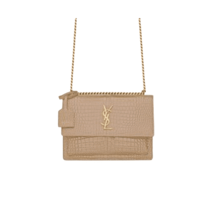 Saint Laurent Sunset Medium Chain Bag In Crocodile Embossed Shiny Apricot 22Cm 442906Dnd0N9207
