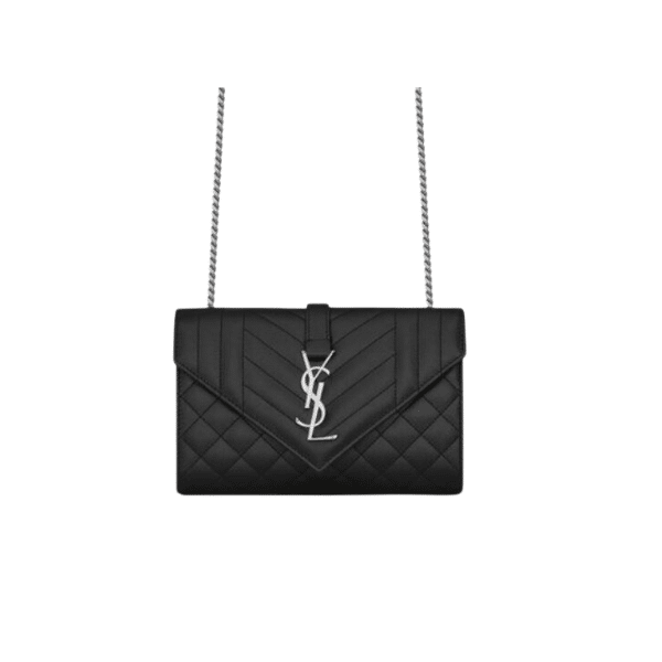 Thiet-ke-chua-co-ten-34 Saint Laurent Envelope Small Bag In Mix Matelassé Grain De Poudre Embossed Black Silver 21Cm 600195Bow921000 - Image 1