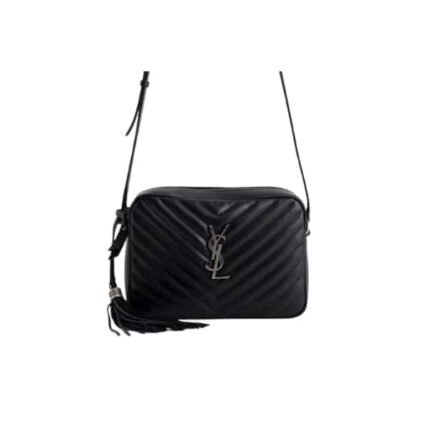 Saint Laurent Lou Camera Bag In Quilted Black Silver Leather 23Cm 612544Dv7041000