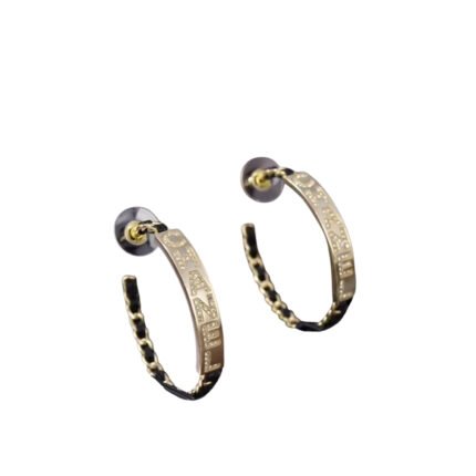 Chanel Earrings Black Gold