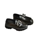 Gucci Women’S Leather Loafers With G Black