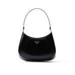 Prada Cleo Brushed Leather Shoulder Bag Black 27Cm 1Bc499 Zo6 F0002 V Ooo