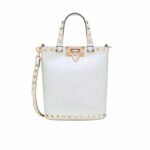 Valentino Rockstud Crossbody Pouch In Grainy Calfskin White 16Cm