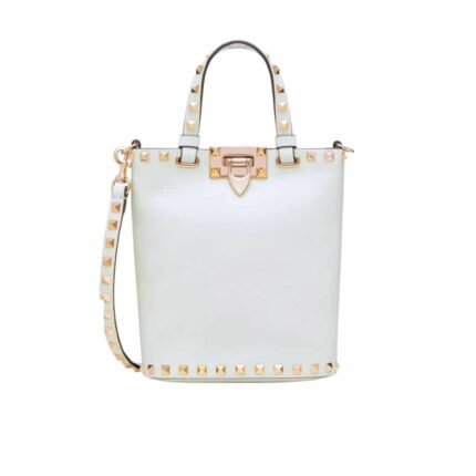 Valentino Rockstud Crossbody Pouch In Grainy Calfskin White 16Cm