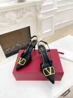 Valentino Garavani Vlogo Woven Leather Slingback Pumps Black - Image 2
