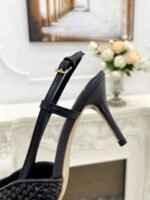 Valentino Garavani Vlogo Woven Leather Slingback Pumps Black - Image 5