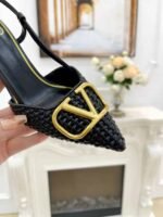 Valentino Garavani Vlogo Woven Leather Slingback Pumps Black - Image 8