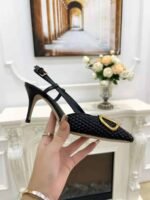 Valentino Garavani Vlogo Woven Leather Slingback Pumps Black - Image 10