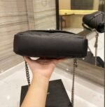 Saint Laurent College Medium Silver Chain In Quilted Black Silver 24Cm 600279Brm041000 - Image 10