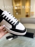 Saint Laurent Perforated Leather Sneaker Black And White - Image 2