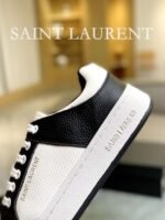Saint Laurent Perforated Leather Sneaker Black And White - Image 3