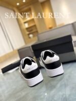 Saint Laurent Perforated Leather Sneaker Black And White - Image 4