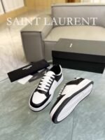 Saint Laurent Perforated Leather Sneaker Black And White - Image 6