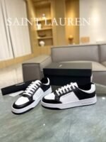 Saint Laurent Perforated Leather Sneaker Black And White - Image 7