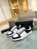 Saint Laurent Perforated Leather Sneaker Black And White - Image 8